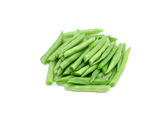 Fresh green beans isolated on white background