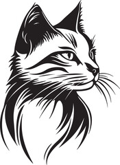 Obraz premium Line art black cat vector illustration tattoo style vector illustration