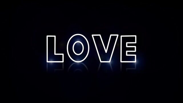 love promo text word lettering typography animation video, valentine day intro outro white outline line art High-quality footage

