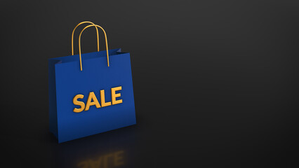 Elegant Blue Shopping Bag with Golden SALE Text