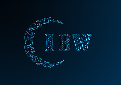 Low poly letter logo IBW design. IBW letter logo low poly vector design on blue color gradient background. IBW logo low poly design