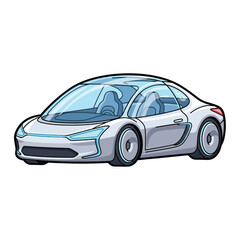 Obraz premium Modern futuristic car with panoramic glass roof isolated on white background