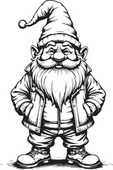 Festive Gnome Wearing Winter Coat Holding Hands in Pockets