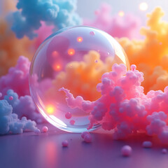 A vibrant 3D composition of multicolored smoke figures, dynamic lighting, soft blurred edges, high-resolution digital art.