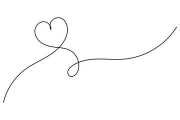 Heart continuous one line drawing minimalist love symbol isolated outline vector illustration