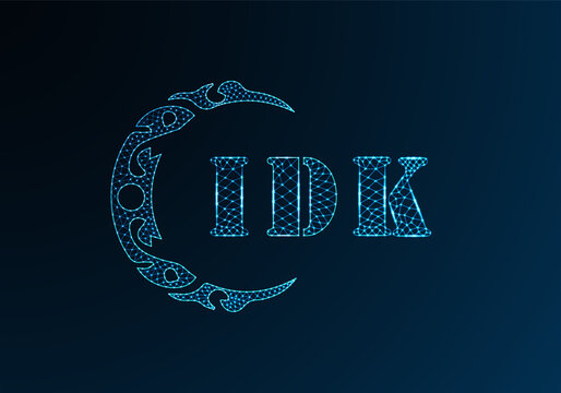 Low poly letter logo IDK design. IDK letter logo low poly vector design on blue color gradient background. IDK logo low poly design