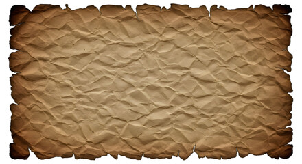 Old parchment paper with torn edges isolated on transparent background