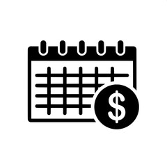 Financial schedule and payment planning icon, representing important monetary dates, budget deadlines, and economic appointments on a calendar design