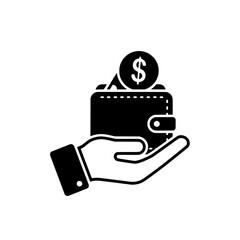 Hand Holding Wallet with Dollar Symbol Financial Concept and Icon
