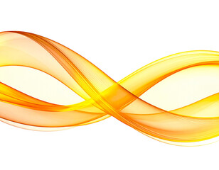 Abstract flowing orange and yellow waves isolated on white background