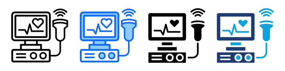 Ultrasound Testing Icon Set Multi Style Vector Illustration