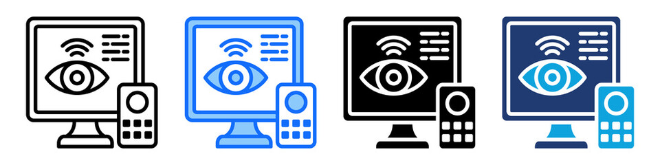 Remote Monitoring Icon Set Multi Style Vector Illustration
