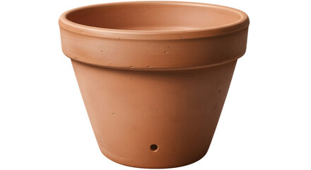 Empty terracotta flower pot isolated on transparent background, ready for planting