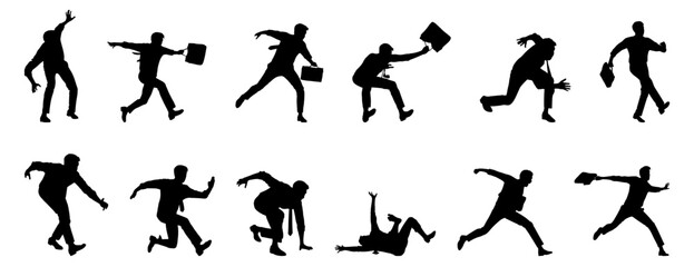 Silhouette of happy businessman celebrating victory or success. The concept of joy.