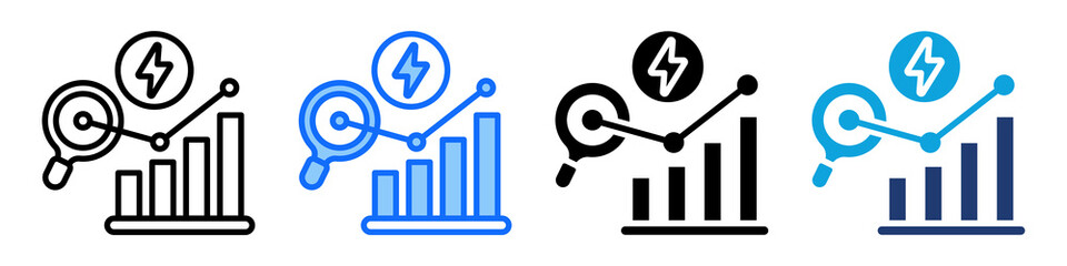 Energy Consumption Analysis Icon Set Multi Style Vector Illustration