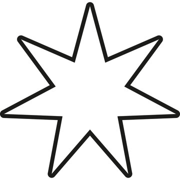 A Simple White Seven Pointed Star Shape With A Black Outline On A Transparent Background Representing A Star Or A Symbol Of Excellence And Achievement