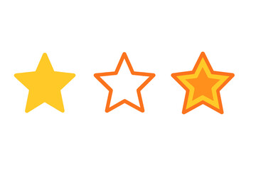 Collection of three star symbols for rating, quality, and feedback design elements