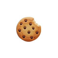 3d illustration of chocolate chip cookie with a bite taken out isolated on transparent background delicious snack transparent background png