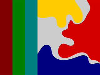 This abstract vector image features bold, layered color waves in organic shapes, blending retro tones like pink, green, blue, and beige to create a vibrant, fluid, and dynamic visual composition