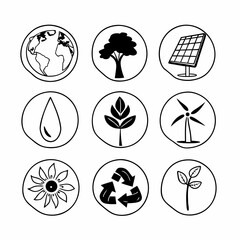 ecology icons set