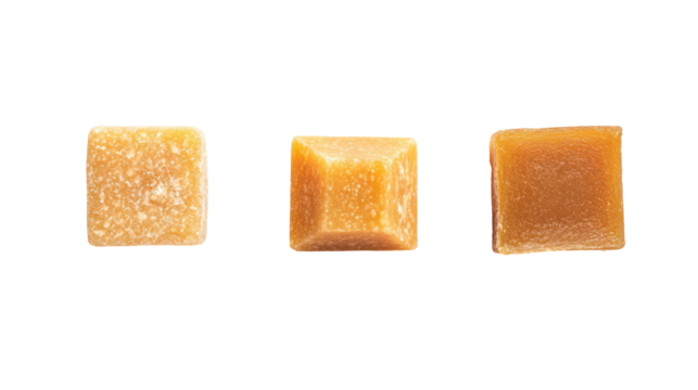 Three bars of natural handmade soap isolated on transparent background