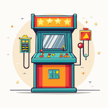 Vintage arcade machine with joystick and buttons, retro gaming cabinet with classic entertainment