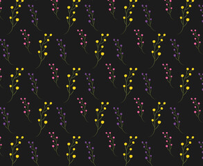 Floral pattern with black background. 
