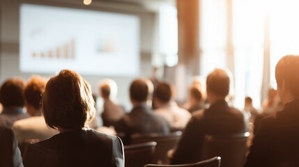 audience watching presentation in auditorium