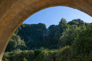 Marmore Waterfalls Framed by Arch from Lower Belvedere