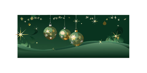 Beautiful christmas balls banner with text space. Xmas holiday greetings card