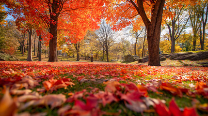 Stunning autumn colors in a peaceful park
