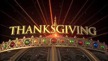 Regal Gold Thanksgiving Title Opener Animation on Jeweled Crown Dome Background