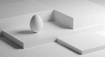 A clean, white composition featuring a sphere on intersecting angular planes, 3d, hree-dimensional white geometric minimalism, perfect for architectural visualization, digital art, or product concept 