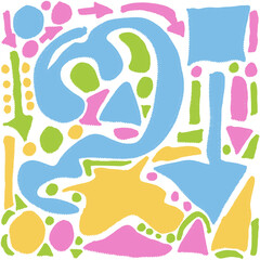 . Vibrant retro abstract background with geometric shapes and bold colors. Perfect for adding a touch of nostalgia to your designs.