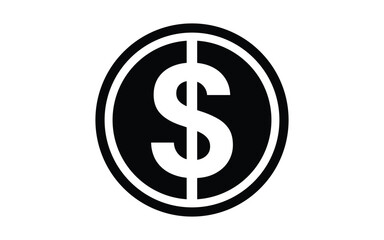 Stylized black and white dollar sign on white background graphic