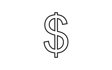 Obraz premium Simple Black and White Dollar Sign Outline on White Background