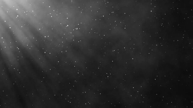 Light beams and billowing smoke, floating dust particles, loopable atmospheric dynamic sunlight and fog overlay