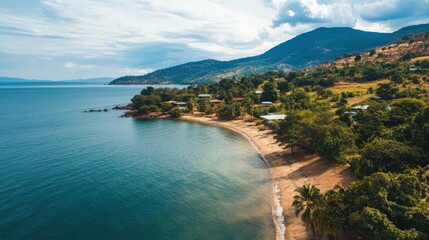 Malawi landscape Lake Malawi and highlands beautiful nature view