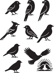 sillhoutte art set bird eps