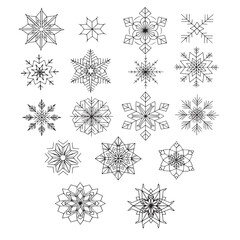 WebA large variation of decorative outlined snowflakes, totaling 20 different designs. Each snowflake has distinct details and geometric shapes, suitable for crafts, coloring pages, 