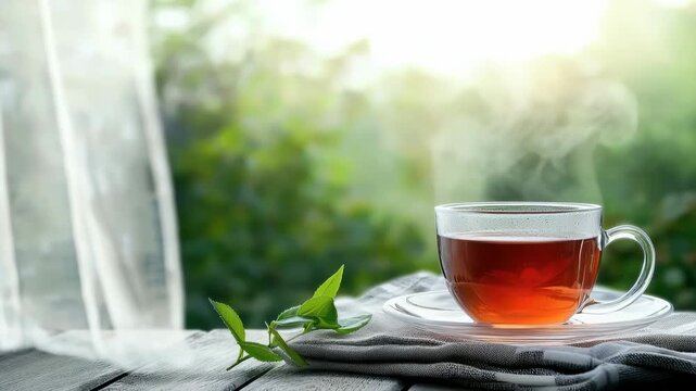 Liquid tea movement: herbal swirl, aromatic motion, steaming surface, gentle ripple, golden stream, warm essence, fluid energy, calming wave, fragrant path, soothing blend, transparent texture