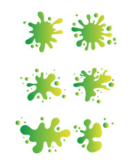 Green gradient abstract liquid shapes collection, modern minimal fluid design elements isolated on white background.