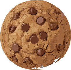 Chocolate chip cookie, golden brown texture, baked dessert, sweet snack, crispy edge, soft center, comfort food, homemade treat, classic cookie, dessert photography, white background,