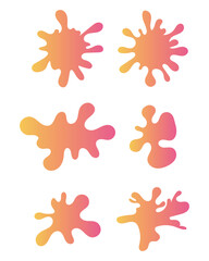 Orange gradient abstract liquid shapes collection, modern minimal fluid design elements isolated on white background.