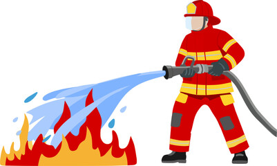 Professional Firefighter Fighting a Fire