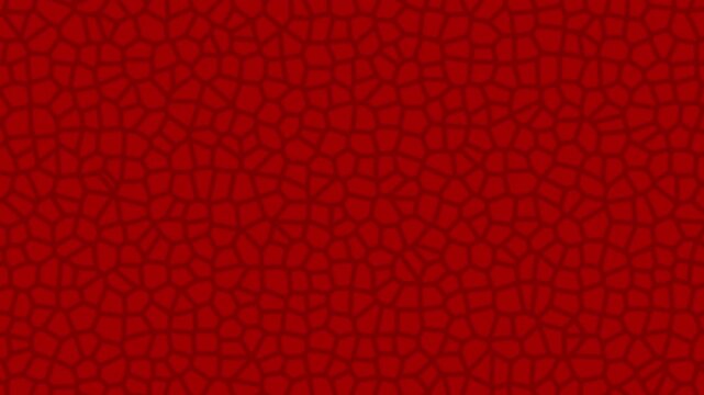 Abstract background animation red mosaic tile pattern with organic shapes organically undulates in a seamlessly looping animated background.