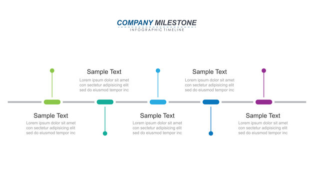 Infographic roadmap design template. Business Timeline of 5 Important Business Events annual business presentation. Vector illustration