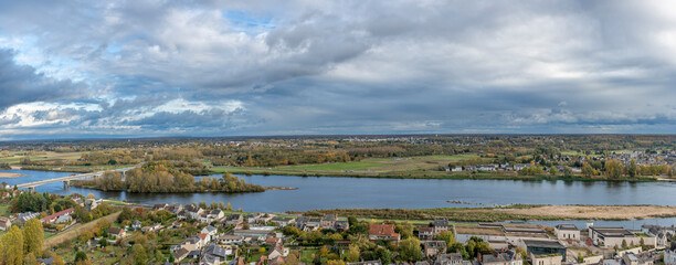 Blois, France - 10 27 2025: Panoramic view of La Loire river from top of the Basilica Our Lady of...