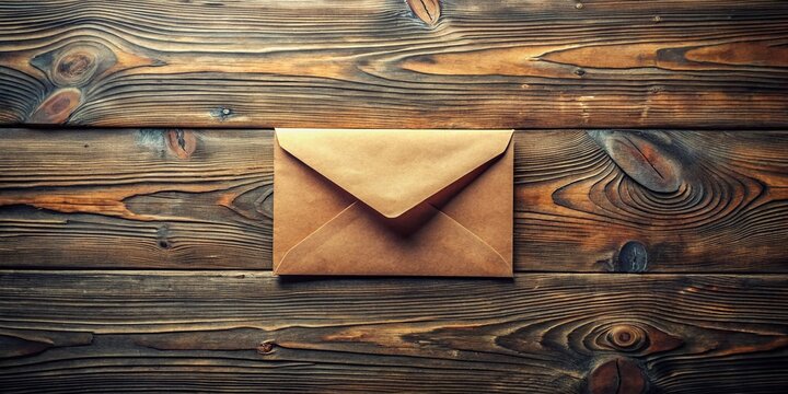 Empty Opened Envelope on Wooden Table - Architectural Photography