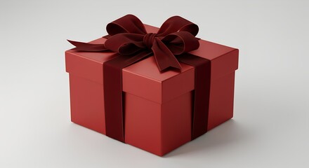 Luxury red gift box with beautiful ribbon on white background